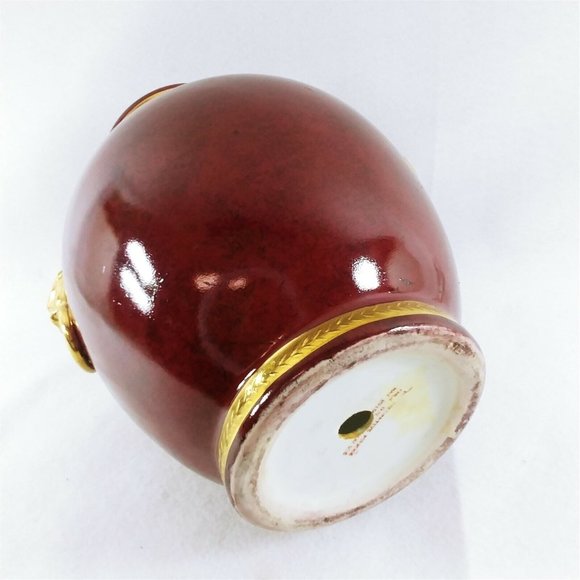 Vase Table Lamp Base Ceramic Burgundy Gold Accent Trim Vintage Home Decor 12" H - Picture 8 of 9
